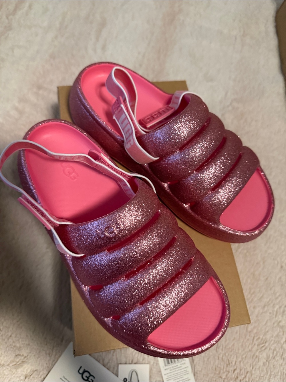 UGG Glitter Sport Yeah Pink Open-Toe Slingback Sandals